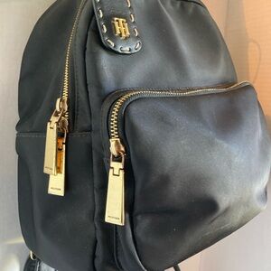 Tommy Hilfiger Black Backpack with Gold Accents